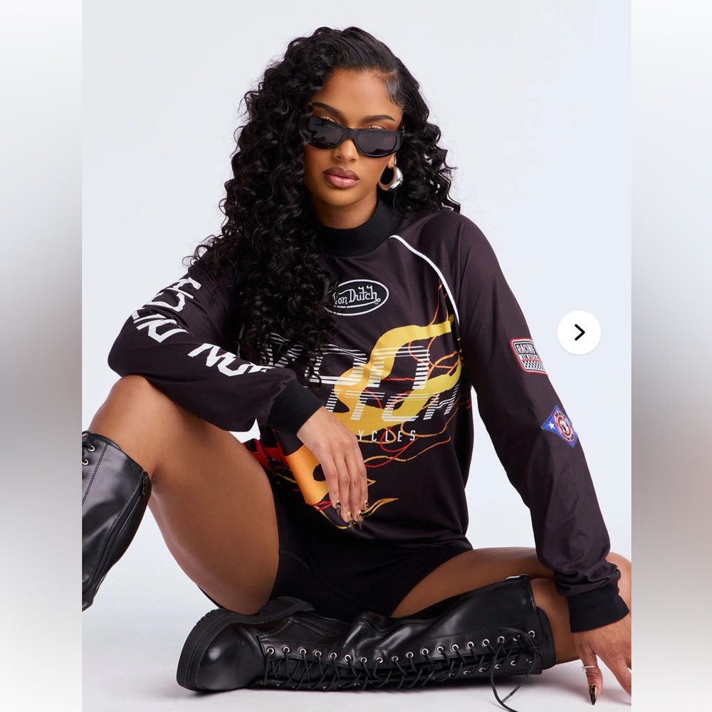 Von Dutch Motorcycle Flames Jersey - Black